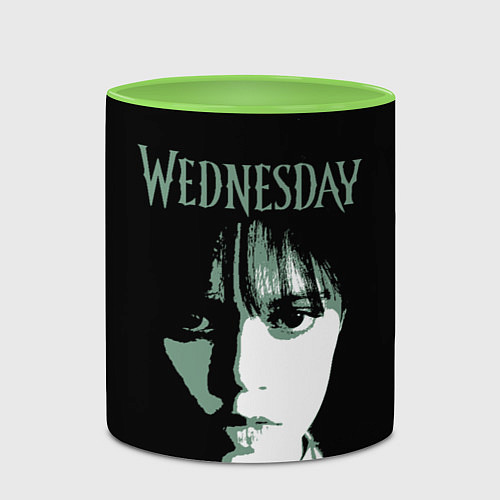 Кружка цветная Уэнздэй Аддамс / 3D-Белый + светло-зеленый – фото 2