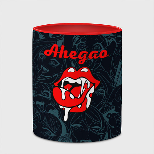 Кружка цветная Ахегао рот -ahegao lips / 3D-Белый + красный – фото 2