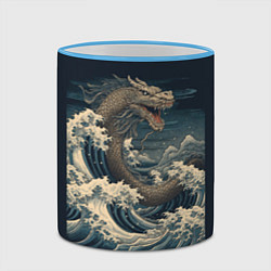 Кружка 3D Морской дракон в японском стиле, цвет: 3D-небесно-голубой кант — фото 2