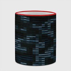 Кружка 3D Чёрные и синие блоки во тьме, цвет: 3D-красный кант — фото 2