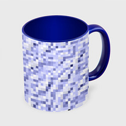 Кружка 3D Пиксельная абстракция из квадратов, цвет: 3D-белый + синий