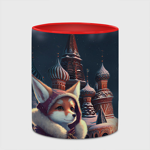 Кружка цветная Лиса на Красной площади / 3D-Белый + красный – фото 2