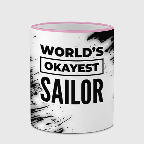 Кружка цветная Worlds okayest sailor - white / 3D-Розовый кант – фото 2