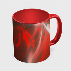 Кружка 3D Темно красные волны, цвет: 3D-белый + красный