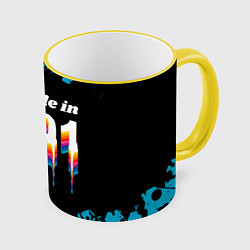 Кружка цветная Made in 2001: liquid art