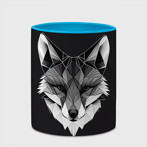 Кружка цветная Lowpoly fox / 3D-Белый + небесно-голубой – фото 2