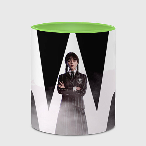 Кружка цветная W wednesday addams / 3D-Белый + светло-зеленый – фото 2
