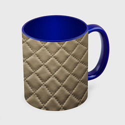 Кружка 3D Стёганая кожа - fashion texture, цвет: 3D-белый + синий