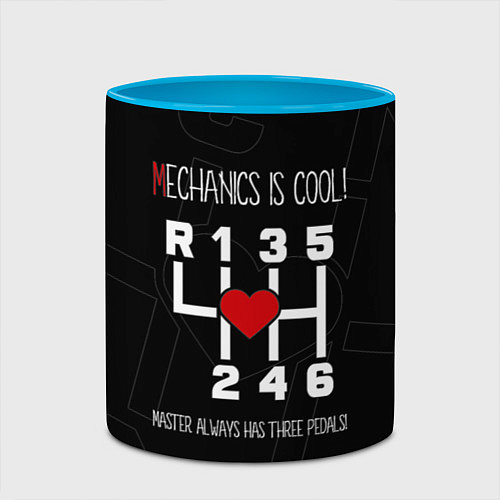 Кружка цветная Mechanics is COOL / 3D-Белый + небесно-голубой – фото 2