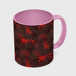 Кружка 3D Красно-черная объемная броня, цвет: 3D-белый + розовый
