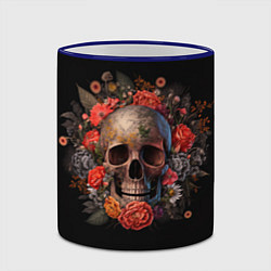 Кружка 3D Череп украшенный цветами, цвет: 3D-синий кант — фото 2