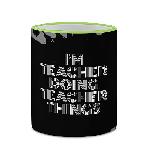 Кружка цветная Im teacher doing teacher things: на темном / 3D-Светло-зеленый кант – фото 2