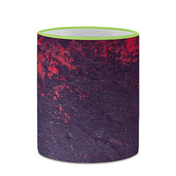 Кружка 3D Наскальная чёрная текстура с красными брызгами, цвет: 3D-светло-зеленый кант — фото 2