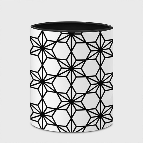 Кружка цветная Чёрно-белый абстрактный паттерн из звёзд / 3D-Белый + черный – фото 2