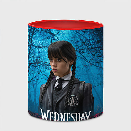 Кружка цветная Wednesday таинственный лес / 3D-Белый + красный – фото 2