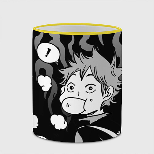 Кружка цветная Хината из Haikyuu!! / 3D-Желтый кант – фото 2