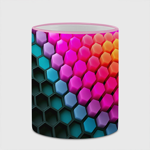 Кружка цветная Шейповые грани / 3D-Розовый кант – фото 2