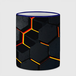 Кружка 3D Плиты стиль соты киберпанк, цвет: 3D-синий кант — фото 2