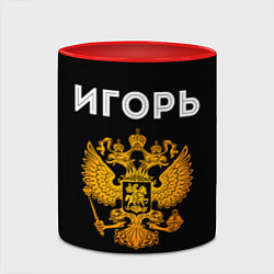 Кружка 3D Игорь и зологой герб РФ, цвет: 3D-белый + красный — фото 2