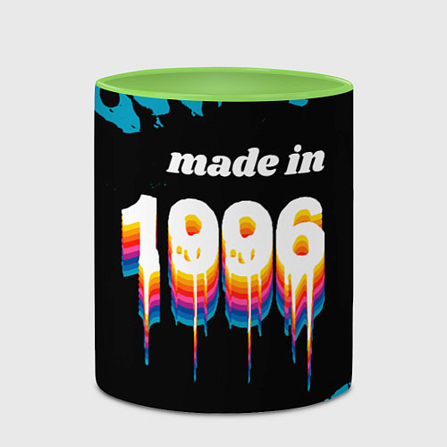 Кружка цветная Made in 1996: liquid art / 3D-Белый + светло-зеленый – фото 2