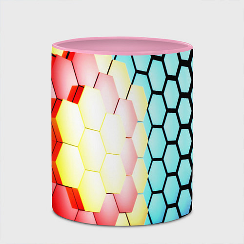 Кружка цветная Shape abstract color / 3D-Белый + розовый – фото 2