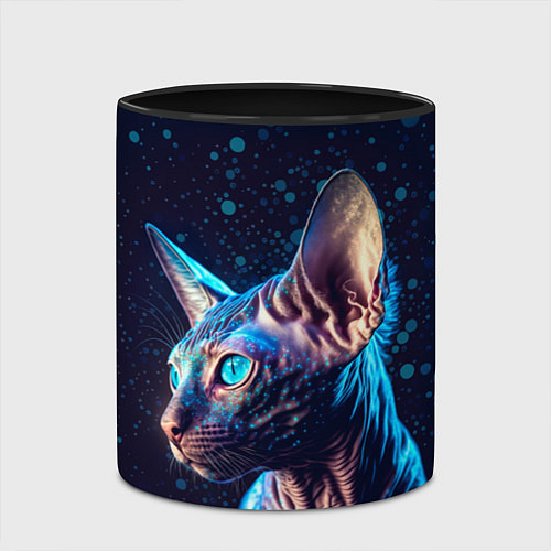 Кружка цветная Кот сфинкс и искорки / 3D-Белый + черный – фото 2