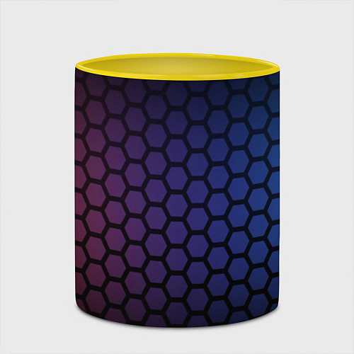 Кружка цветная Abstract hexagon fon / 3D-Белый + желтый – фото 2