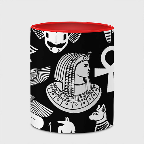 Кружка цветная Египетские знаки на черном фоне / 3D-Белый + красный – фото 2