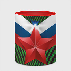 Кружка 3D Звезда на фоне флага, цвет: 3D-белый + красный — фото 2