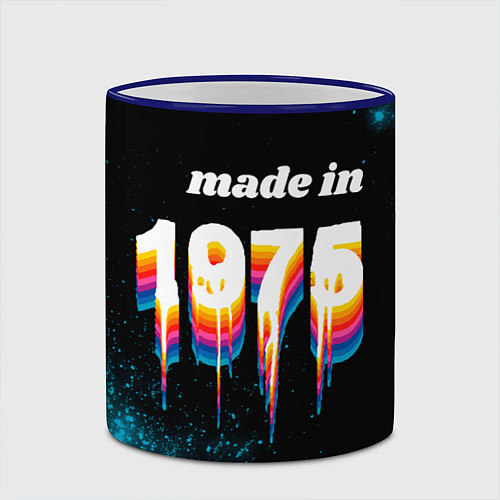 Кружка цветная Made in 1975: liquid art / 3D-Синий кант – фото 2