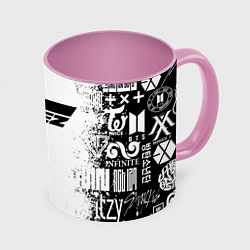 Кружка 3D Ateez black and white, цвет: 3D-белый + розовый