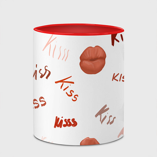 Кружка цветная Поцелуйчики / 3D-Белый + красный – фото 2
