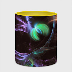 Кружка 3D Магические фиолетовые волны и цветные космические, цвет: 3D-белый + желтый — фото 2