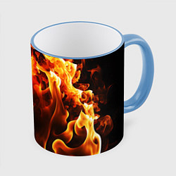Кружка 3D Битва огней - два пламени, цвет: 3D-небесно-голубой кант