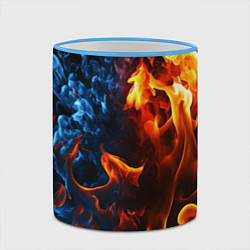 Кружка 3D Битва огней - два пламени, цвет: 3D-небесно-голубой кант — фото 2