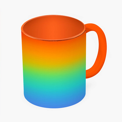 Кружка цветная Я радуга / 3D-Белый + оранжевый – фото 1