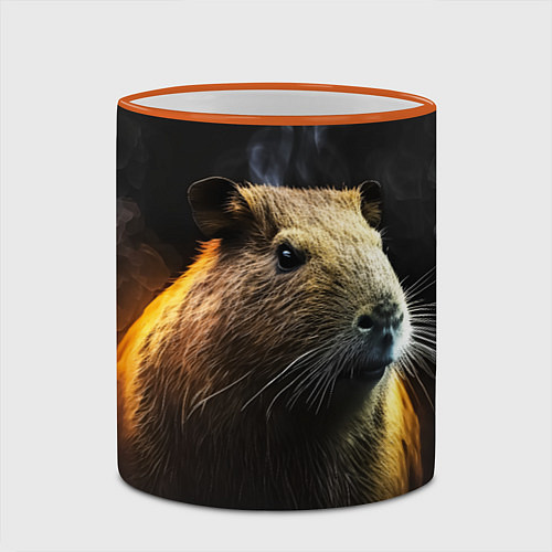 Кружка цветная Капибара и дым / 3D-Оранжевый кант – фото 2
