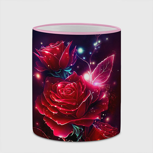 Кружка цветная Розы с огоньками / 3D-Розовый кант – фото 2