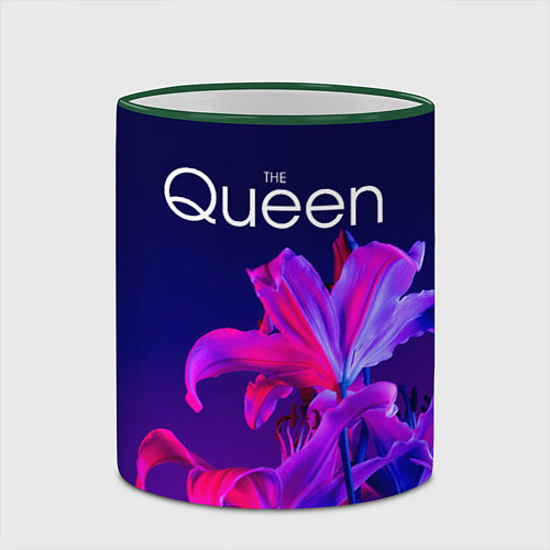 Кружка цветная The Queen Королева и цветы / 3D-Зеленый кант – фото 2
