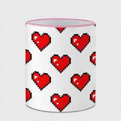 Кружка 3D Сердца в стиле пиксель-арт, цвет: 3D-розовый кант — фото 2