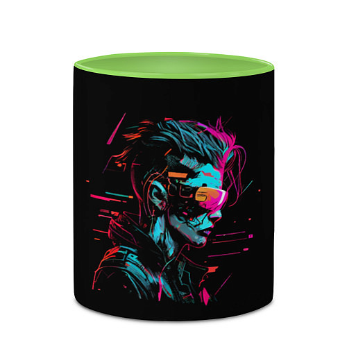 Кружка цветная Cyber girl / 3D-Белый + светло-зеленый – фото 2