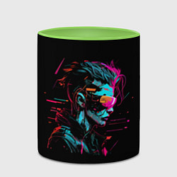 Кружка 3D Cyber girl, цвет: 3D-белый + светло-зеленый — фото 2