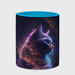Кружка 3D Кошка в космосе туманность, цвет: 3D-белый + небесно-голубой — фото 2