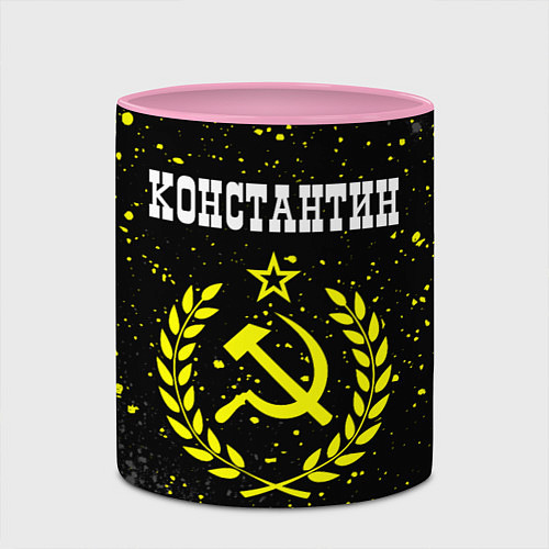 Кружка цветная Константин и желтый символ СССР со звездой / 3D-Белый + розовый – фото 2
