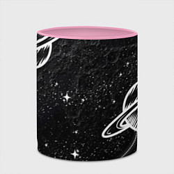 Кружка 3D Черно-белый Сатурн, цвет: 3D-белый + розовый — фото 2