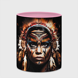 Кружка 3D Индианка в боевой раскраске, цвет: 3D-белый + розовый — фото 2