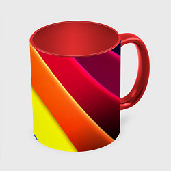 Кружка 3D Радужные полосы текстура, цвет: 3D-белый + красный