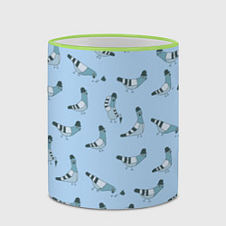 Кружка 3D Голубь в шляпе и с зонтиком: паттерн - голубой, цвет: 3D-светло-зеленый кант — фото 2