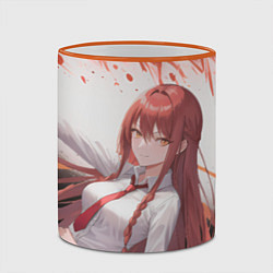 Кружка 3D Макима: Человек бензопила - Аниме, цвет: 3D-оранжевый кант — фото 2