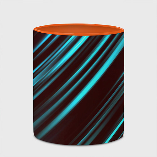 Кружка цветная Stripes line neon color / 3D-Белый + оранжевый – фото 2